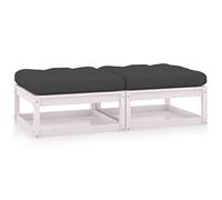 DYRJDJWIDHW Repose-Pieds de Jardin en Bois pin Massif avec Coussins Anthracite, Lot de 2, Design modulaire pour Salon extérieur, Banc ou Sieste, Robuste et Confortable, Dimensions 70x70x30 cm