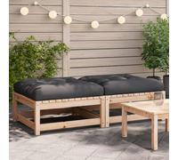 DYRJDJWIDHW Repose-Pieds de Jardin en Bois pin Massif avec Coussins Confortables Lot de 2, Pouf extérieur modulaire pour terrasse Patio, Table Basse Design Lattes, capacité 110 kg