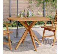 DYRJDJWIDHW Round Garden Table 85x75 cm Solid Acacia Wood Outdoor Patio Furniture for Terrace, Durable & Stable Cross Legs Design with Spacious Top for Dining Decor