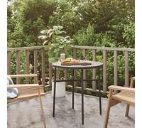 DYRJDJWIDHW Round Tea Table 45cm Black Woven Resin Outdoor Patio Garden Furniture Weatherproof Lightweight Easy to Clean with Powder Coated Steel Frame for Balcony Deck