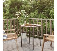 DYRJDJWIDHW Round Tea Table 45cm Brown Woven Resin Outdoor Patio Garden Furniture with PP Panel & Powder Coated Steel Frame, Weatherproof & Easy to Clean