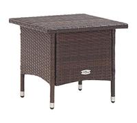 DYRJDJWIDHW Rustic Tea Table Brown 50x50x47 cm Woven Resin with Powder-Coated Steel Frame, Weatherproof Outdoor Coffee Table for Garden, Patio, Living Room, Durable & Easy to Clean
