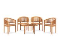 DYRJDJWIDHW Salon de 5 pcs en Forme de Banane Bois de Teck Solide Salon de mobilier de canapé de pour Les s et Les terrasses