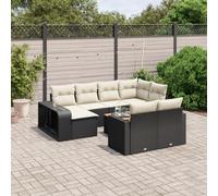 DYRJDJWIDHW Salon de Jardin 11 pcs Noir résine tressée avec Coussins lavables, Ensemble canapé d'extérieur modulaire pour terrasse et Patio, Table en Acacia et Rangement intégré, résistant aux UV