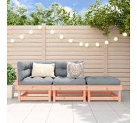 DYRJDJWIDHW Salon de Jardin 3 Pieces en Bois Massif Douglas - Ensemble Canapé d'angle et Central avec Repose-Pieds - Meuble Jardin Extérieur Durable et Modulaire pour Terrasse, Patio ou Balcon