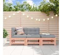 DYRJDJWIDHW Salon de Jardin 3 Pieces en Bois Massif Douglas - Ensemble Jardin Modulaire avec Canape d'angle, Canape Central et Repose-Pieds - Meuble Exterieur Durable pour Terrasse, Balcon ou Patio