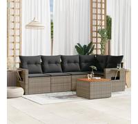 DYRJDJWIDHW Salon de Jardin 6 pcs en résine tressée Gris avec Coussins Amovibles, Ensemble canapé d'angle et Table pour terrasse, Patio ou Jardin, Durable et résistant aux UV