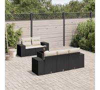 DYRJDJWIDHW Salon de Jardin 6 pcs Noir résine tressée avec Coussins Confortables, Ensemble de Meubles d'extérieur pour terrasse et Patio, Table en Verre trempé, Housses lavables, Design modulaire