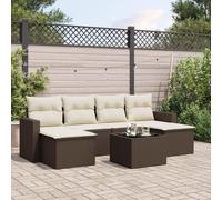 DYRJDJWIDHW Salon de Jardin 7 Pcs en Résine Tressée Marron avec Coussins - Ensemble Canapé Modulaire, Table en Verre Trempé, Housse Lavable, Rangement Intégré pour Terrasse, Patio, Jardin