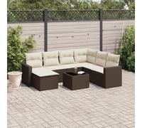 DYRJDJWIDHW Salon de Jardin 8 Pieces en Resine Tressée Marron avec Coussins - Ensemble Canapé Modulaire avec Table en Verre Trempé et Housse Lavable pour Terrasse, Jardin, Patio