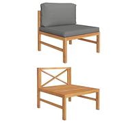 DYRJDJWIDHW Solid Teak Wood Central Sofa with Dark Gray Cushions for Garden Patio Outdoor Furniture Durable Weather-Resistant Comfortable Seating Modern Design