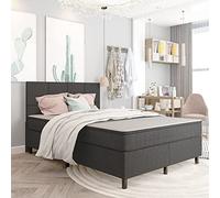 DYRJDJWIDHW Sommier à Lattes 160x200 cm Gris foncé avec Matelas Ressorts intégré, Cadre de lit Robuste MDF et Métal, Confort Optimal pour Chambre à Coucher, Design Moderne et Durable