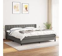 DYRJDJWIDHW Sommier à Lattes 200x200cm avec Matelas Gris foncé Tissu Respirant, tête de lit réglable, Ressorts ensachés pour Sommeil réparateur, Parfait Chambre à Coucher