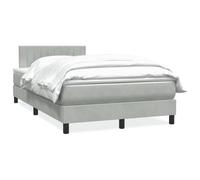 DYRJDJWIDHW Sommier à Lattes avec Matelas 120x210 cm Gris Clair Velours, tête de lit réglable, Ressorts ensachés pour Un Sommeil réparateur, Cadre de lit et surmatelas Inclus, idéal Chambre Adulte