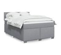 DYRJDJWIDHW Sommier à Lattes avec Matelas 140x190 cm Gris Clair Ensemble Lit Tissu Polyester avec Surmatelas, Cadre et Tête de Lit pour Chambre à Coucher Adulte, Confort et Soutien Optimal