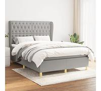 DYRJDJWIDHW Sommier à Lattes avec Matelas 140x190cm Gris Clair Tissu, Cadre lit Adulte réglable, literie complète Confortable pour Chambre à Coucher, tête de lit Ajustable, Matelas Ressorts ensachés