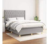 DYRJDJWIDHW Sommier à Lattes avec Matelas 140x190cm Gris Clair Tissu Respirant, tête de lit réglable, Ressorts ensachés pour Un Sommeil réparateur, idéal Chambre Adulte et invités