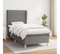 DYRJDJWIDHW Sommier à Lattes avec Matelas 80x200 cm Gris foncé Tissu Cadre lit avec tête réglable, Ressorts ensachés et surmatelas pour Chambre à Coucher, literie Confortable et Durable