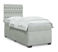 DYRJDJWIDHW Sommier à Lattes avec Matelas 90x190 cm Gris Clair Velours, Tête de Lit Réglable, Lumières LED RGB, Surmatelas Confortable pour Chambre à Coucher Adulte et Chambre d'Invite