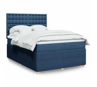 DYRJDJWIDHW Sommier à Lattes avec Matelas Bleu 140x190 cm, tête de lit réglable, Ressorts ensachés pour Un Sommeil réparateur, Cadre lit et surmatelas Inclus, literie complète pour Chambre Adulte