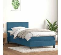 DYRJDJWIDHW Sommier à Lattes avec Matelas Bleu foncé 80x220 cm, tête de lit réglable, Ressorts ensachés pour Un Sommeil réparateur, surmatelas Inclus, Velours Confortable pour Chambre à Coucher