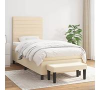DYRJDJWIDHW Sommier à Lattes avec Matelas et Banc, Tête de Lit Réglable, 90x190 cm, Crème, Confort Ferme, Support Dorsal, Livraison Complète pour Chambre à Coucher