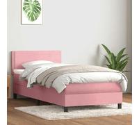 DYRJDJWIDHW Sommier à Lattes avec Matelas et surmatelas 100x220 cm - Lit Rose Velours Confortable, tête de lit réglable et Ressorts ensachés pour Un Sommeil réparateur, idéal Chambre Adulte ou invité