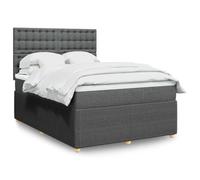 DYRJDJWIDHW Sommier à Lattes avec Matelas et Surmatelas 140x190 cm Gris Cadre de Lit Tissu Polyester, Tête de Lit Réglable, Matelas à Ressorts Ensachés pour Un Sommeil Confortable et Réparateur
