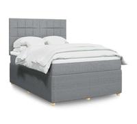 DYRJDJWIDHW Sommier à Lattes avec Matelas et surmatelas 140x190 cm Gris Clair Lit Adulte Confortable avec Ressorts ensachés, tête réglable Housse Lavable pour Chambre à Coucher et Chambre d'amis