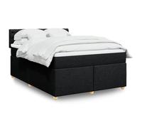 DYRJDJWIDHW Sommier à Lattes avec Matelas et Surmatelas 140x190 cm Noir, Cadre de Lit Tissu Polyester, Ensemble Literie Confortable pour Chambre à Coucher, Soutien Ergonomique et Sommeil Réparateur