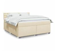 DYRJDJWIDHW Sommier à Lattes avec Matelas et surmatelas 180x200 cm Crème - Lit Adulte Confortable avec Ressorts ensachés pour Un Sommeil réparateur, tête de lit et Tissu Respirant