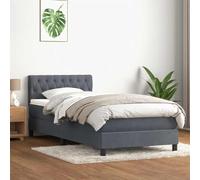 DYRJDJWIDHW Sommier à Lattes avec Matelas et surmatelas 80x220 cm Gris foncé Velours, tête de lit réglable, Ressorts ensachés pour Un Sommeil réparateur, idéal Chambre Adulte et Studio