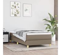 DYRJDJWIDHW Sommier à Lattes avec Matelas et Surmatelas 90x190 cm, Cadre Tissu Taupe, Matelas à Ressorts Ensachés Moyen-Dur pour Un Sommeil Réparateur, Idéal Chambre Adulte et Appartement Étudiant