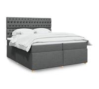 DYRJDJWIDHW Sommier à Lattes avec Matelas et surmatelas Gris foncé 200x200 cm, Tête de lit réglable, Cadre lit Adulte et Chambre d'amis, Confort Optimal pour Sommeil réparateur
