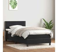 DYRJDJWIDHW Sommier à Lattes avec Matelas et surmatelas Noir 80x220 cm Velours, tête de lit réglable, Ressorts ensachés pour Sommeil réparateur, Chambre et Studio