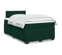 DYRJDJWIDHW Sommier à Lattes avec Matelas et surmatelas Vert foncé 120x190 cm, Cadre lit Velours, Ressorts ensachés pour Un Sommeil réparateur, éclairage LED Ambiance, idéal Chambre Adulte et invité