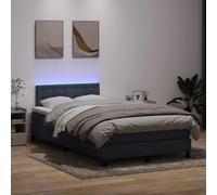 DYRJDJWIDHW Sommier à Lattes avec Matelas Gris foncé 120x210cm Velours, sommier Ressorts ensachés, tête de lit réglable, éclairage LED USB, Cadre de lit Confortable pour Chambre à Coucher