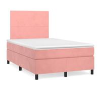 DYRJDJWIDHW Sommier à Lattes avec Matelas intégré 120x190 cm, tête de lit réglable en Velours Rose Doux, Bande LED RGB USB, Cadre en pin pour Chambre Adulte et Adolescent