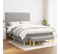 DYRJDJWIDHW Sommier à Lattes avec Matelas intégré 140x190 Gris Clair, Tête de lit réglable, Banc de Rangement, Literie complète pour Chambre à Coucher et Chambre d‘Amis, Confort Ferme et Durable