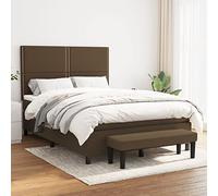 DYRJDJWIDHW Sommier à Lattes avec Matelas intégré 140x200, lit Coffre Marron foncé, tête de réglable, Matelas à Ressorts ensachés pour Un Sommeil réparateur, Banc de Bout de lit Multifonction Inclus