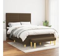 DYRJDJWIDHW Sommier à Lattes avec Matelas Intégré 140x200, Tête de Lit Réglable et Banc Multifonction, Marron Foncé, Confort Ferme pour Dormeurs Dos et Ventre, Ensemble Lit Adulte