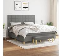 DYRJDJWIDHW Sommier à Lattes avec Matelas intégré 180x200 cm Gris foncé, Tête de lit réglable, Matelas Ressorts ensachés Moyen-Dur, Banc de Bout de Multifonction, Lit Adulte Confortable pour Chambre