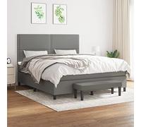 DYRJDJWIDHW Sommier à Lattes avec Matelas Intégré 180x200 cm Gris, Tête de Lit Réglable, Banc Multifonction, Cadre de Lit en Tissu Durable pour Chambre Adulte, Confort Ferme