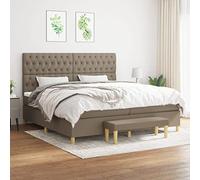 DYRJDJWIDHW Sommier à Lattes avec Matelas intégré 200x200 cm, Tête de lit réglable, Matelas à Ressorts ensachés pour Un Sommeil réparateur, Cadre de en Tissu Taupe Durable, Banc de Bout de lit Inclus