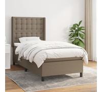 DYRJDJWIDHW Sommier à Lattes avec Matelas intégré 80x200 cm Tissu Taupe, Ressorts ensachés, tête de lit réglable, Couchage Dos et Ventre, literie complète avec surmatelas