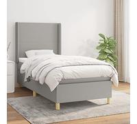 DYRJDJWIDHW Sommier à Lattes avec Matelas intégré 90x200 cm Gris Clair Tissu Respirant, tête de lit réglable, Ressorts ensachés pour Sommeil réparateur, Support Moyen-Dur Parfait pour Dos et Ventre