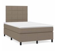 DYRJDJWIDHW Sommier à Lattes avec Matelas intégré et Bande LED réglable, tête de lit Ajustable, 120x190 cm, Tissu Taupe Respirant, pour Chambre Adulte et Studio