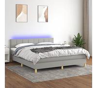 DYRJDJWIDHW Sommier à Lattes avec Matelas intégré et éclairage LED Gris Clair 180x200 cm, Cadre lit Adulte avec tête réglable et Ressorts ensachés pour Chambre Moderne