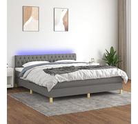DYRJDJWIDHW Sommier à Lattes avec Matelas intégré et éclairage LED Gris foncé 180x200 cm, tête de lit réglable, Ressorts ensachés Silencieux, Chambre à Coucher Moderne et Confortable