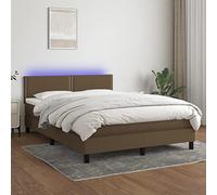 DYRJDJWIDHW Sommier à Lattes avec Matelas intégré et éclairage LED Marron foncé 140x200 cm, Cadre lit Moderne avec tête réglable, Ressorts ensachés Silencieux pour Chambre à Coucher Confortable